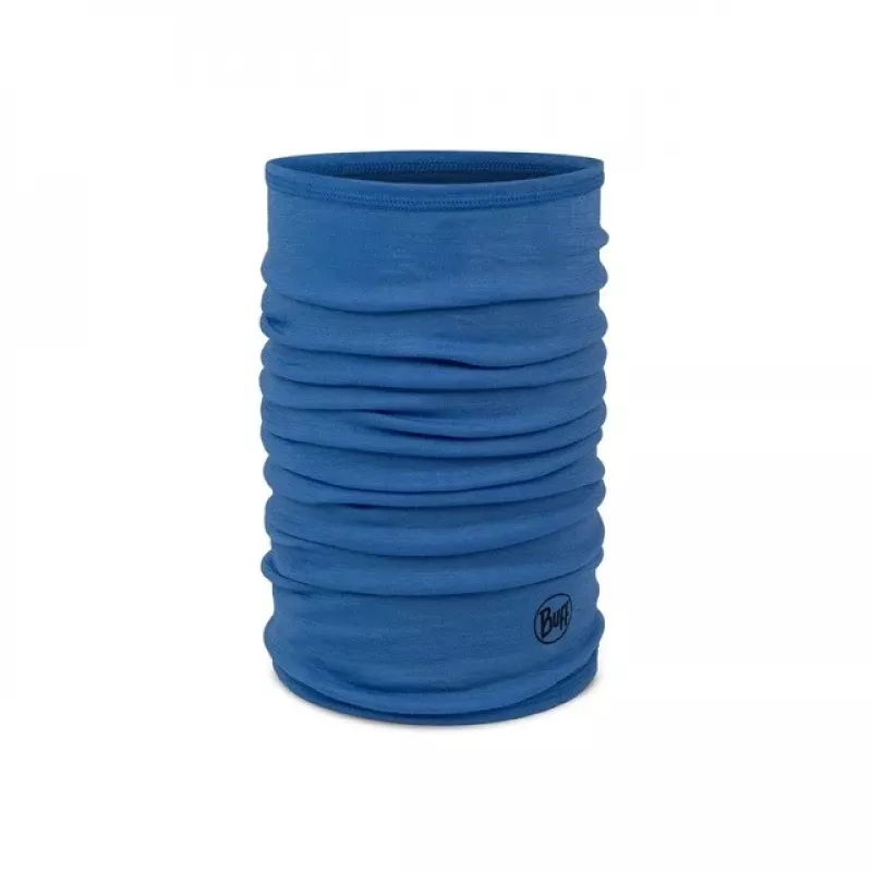 Buff Merino Lightweight Jr Solid merinowollen halswarmer voor kinderen, blauw