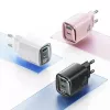 USB- en USB-C 30W GaN-snellader usams CC229 wit — LED-indicator, compact ontwerp