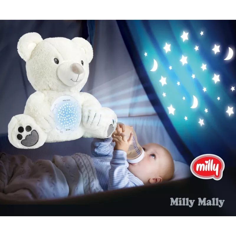 Pluchen projectorspeelgoed Milly Mally beer 5656 met zacht licht voor de kinderkamer