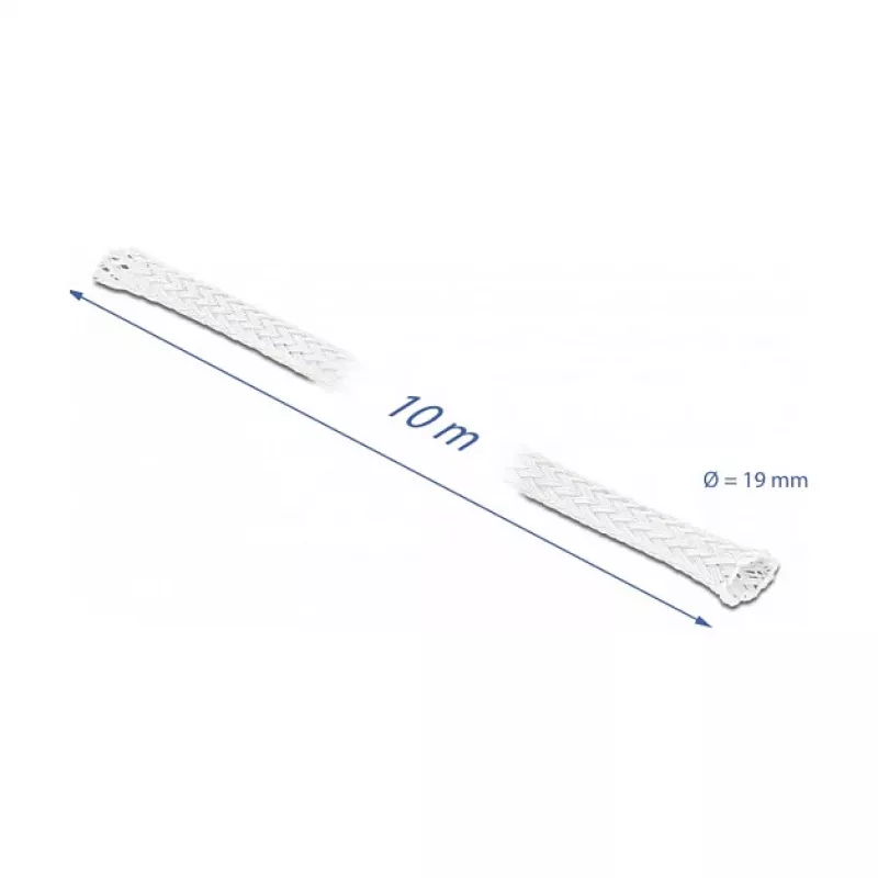 Gevlochten slang DeLOCK 20805 10 m x 19 mm wit