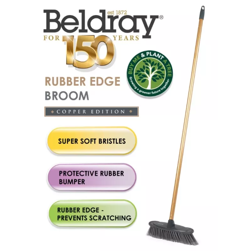 Beldray LA068717GRYEU7 bezem met rubberen rand, steel van 120 cm
