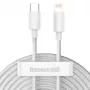 Baseus Simple Wisdom datakabelkit USB-C naar Lightning PD 20W (2 stuks/set) 1,5m wit