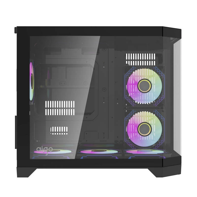 Darflash FT418 computerbehuizing + 6 aRGB-ventilatoren (zwart)