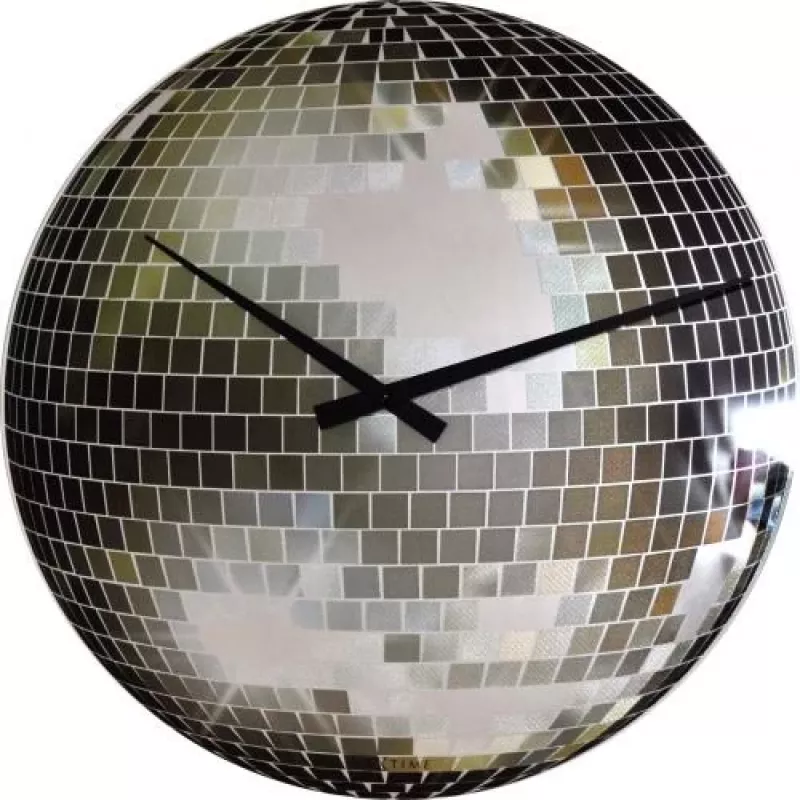 NeXtime klok 8801 Small Disco, Ø30 cm, wand, zilver