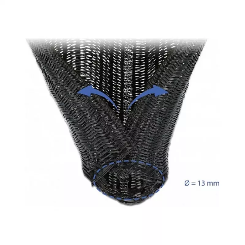 Gevlochten slang DeLOCK 18909 5 m x 13 mm zwart