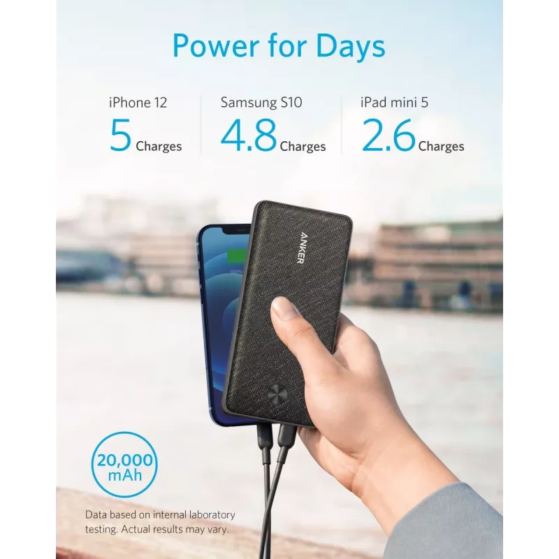 POWER BANK USB 20000MAH zwart/A1365G11 ANKER