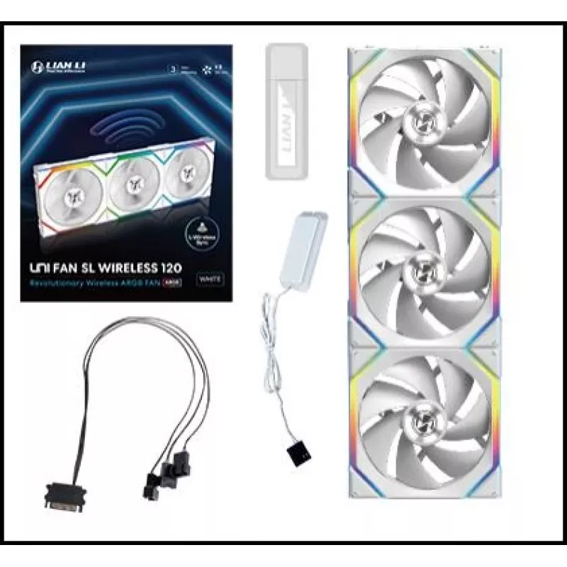 Lian Li UNI FAN SL Wireless 120 ARGB PWM behuizingsventilator, 120 mm, 3-pack incl. controller, wit