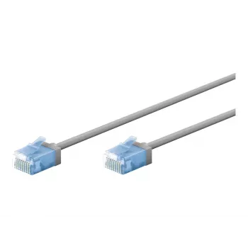 Goobay ultra-flexibele CAT 6A patchkabel slim U/UTP grijs - extra korte stekker (74219)