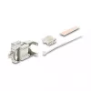 Keystone-module DELOCK RJ45 naar LSA Cat.6A afgeschermd gereedschapsloos, plat, zilver/wit, met stofkapje