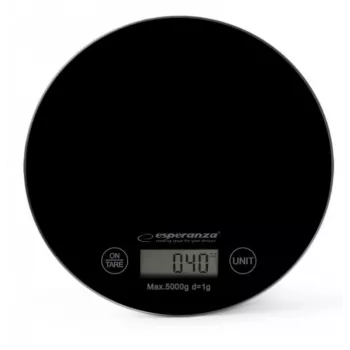 Esperanza EKS003K keukenweegschaal zwart plat oppervlak rond elektronische keukenweegschaal