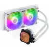 Vloeistofkoelingsset Cooler Master MasterLiquid 240L Core ARGB wit — 240-mm-radiator, 120-mm-ventilator, ondersteunt LGA1700/AM5/AM4 en oudere sockets