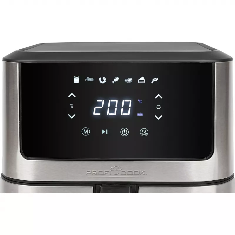 ProfiCook PC-FR 1269 H heteluchtfriteuse, 8 l, 1800 W, 80-200 °C, roestvrij staal/zwart