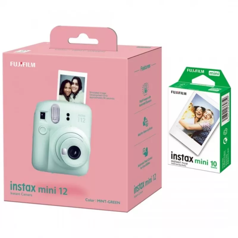 Sofortbildcamera Fujifilm Instax Mini 12 mintgroen met 10-bladig sofotbildfilmpakket