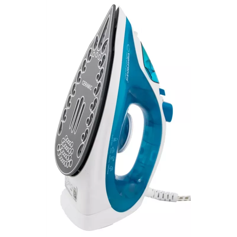 Esperanza EHI002 Slider stoomstrijkijzer, 2200 W, keramische zoolplaat, verticale stoom, wit/blauw