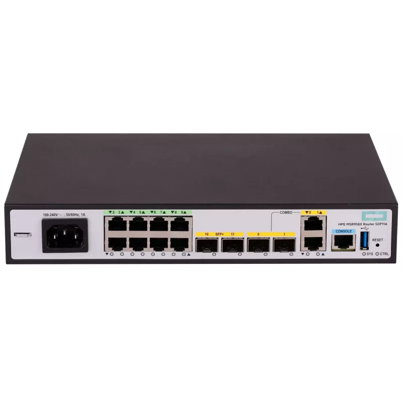 Hewlett Packard Enterprise HPE FlexNetwork MSR958X - router 8-poortswitch - 1GbE - WAN-poorten: 6 - Wi-Fi - rackmonteerbaar (S0P11A)