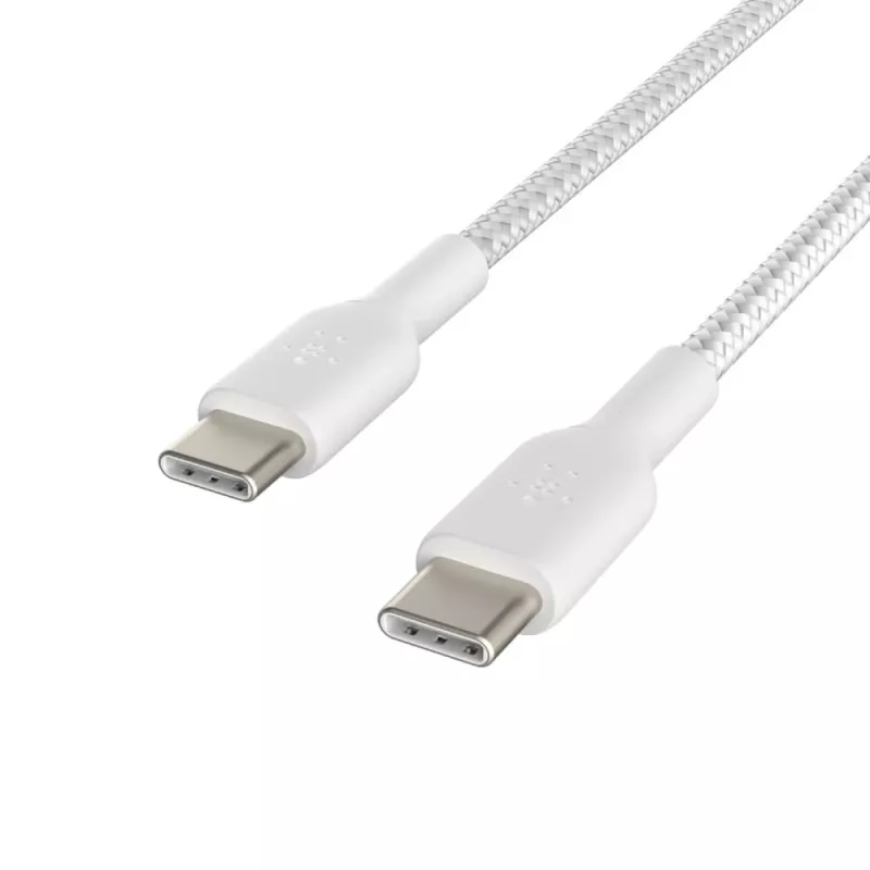 Kabel gevlochten USB-C naar USB-C 1m wit