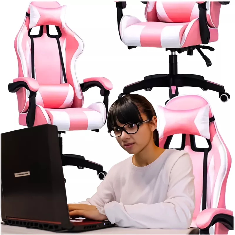 Extralink Gaming | gamingstoel | kantoor, draaibaar, kuipstoel, roze-wit, G-525