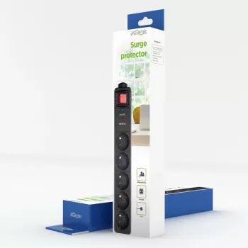 EnerGenie SPF5-C-5 overspanningsbeveiliging 5 AC-stopcontacten 250 V 1,5 m zwart