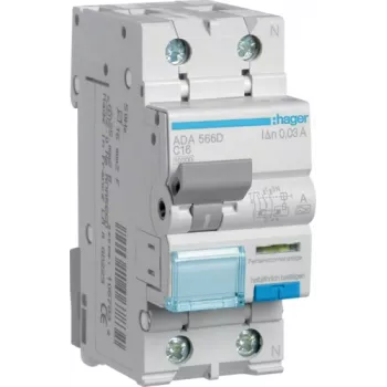 RCBO-schakelaar 1P+N 10kA C-16A 30mA ADA566D (ADA566D)