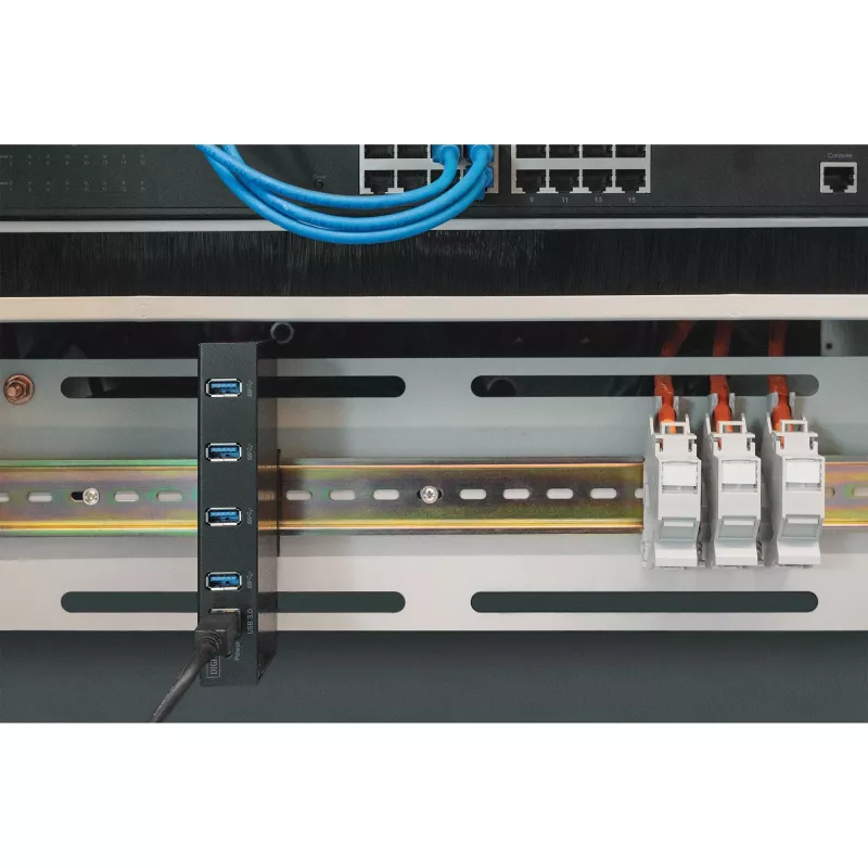 DIGITUS USB-hub 4-poorts 3.0->4xA3.0 industrial line zwart