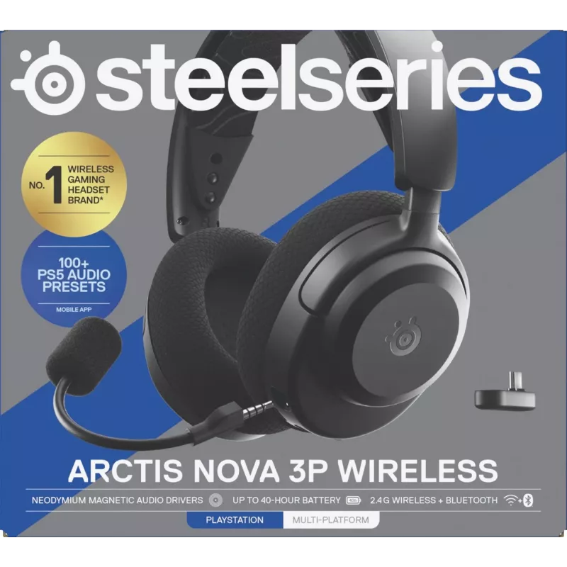 SteelSeries Arctis Nova 3P Wireless draadloze gaming-headset, Bluetooth/2,4 GHz, zwart