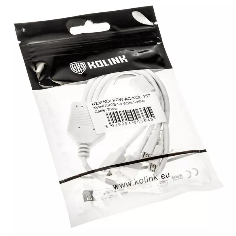 ARGB-splitterkabel Kolink PGW-AC-KOL-157 30 cm wit voor 3-pin-5V-ARGB-aansluitingen