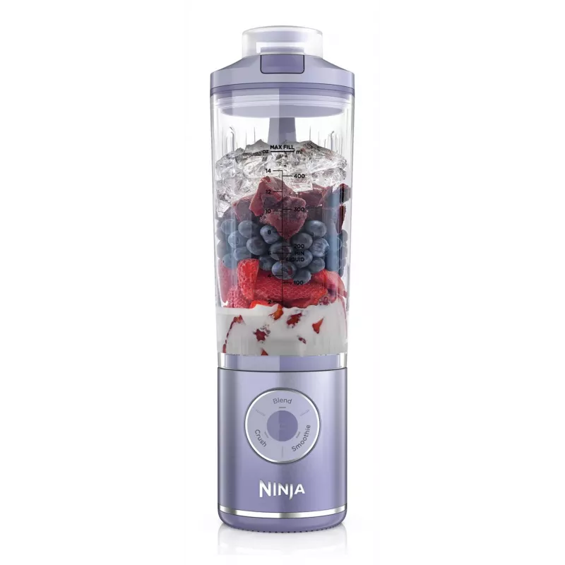 Draagbare blender Ninja BC251EULD — 0,57 l-beker, accu 11,1 V, roestvrijstalen mes, lavendelkleurig/transparant
