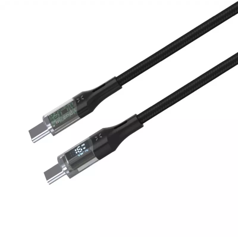 Fixed | kabel USB-C/USB-C met display, PD-ondersteuning, 2m, USB 2.0, 100W | FIXDD-CC2-BK