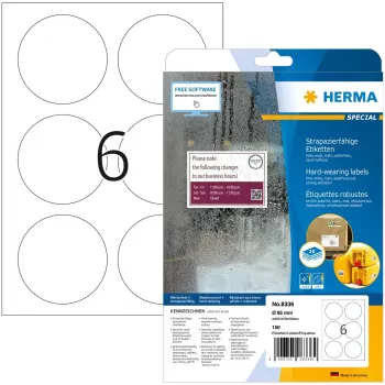 Zelfklevende printeretiketten HERMA Signs A4 Ø 85 mm
