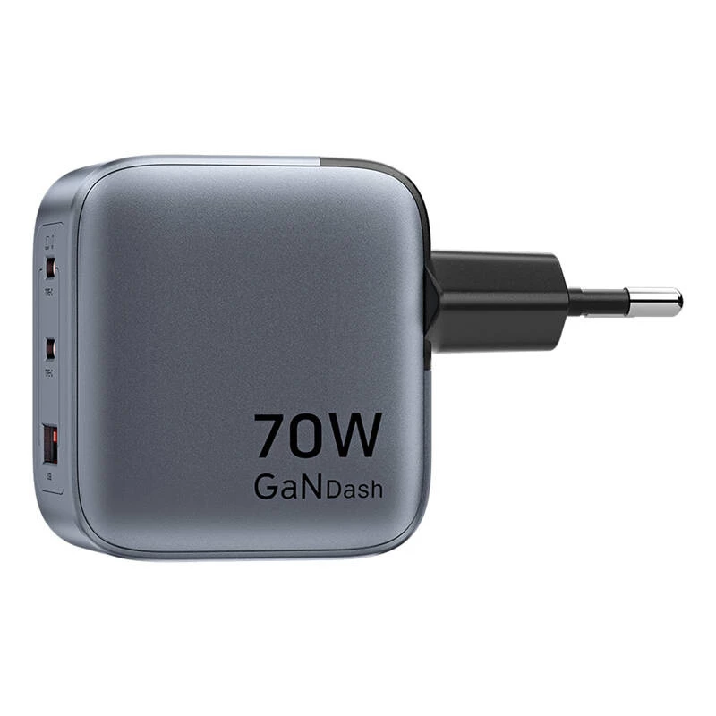 Vention GaN-oplader FEXH0-EU 70W — 2x USB-C + 1x USB-A, PD 70W, 100–240V
