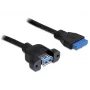 USB 3.0 F/F-kabel DeLOCK 83118 0,5m zwart
