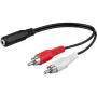 Wentronic Goobay 3,5mm-jack-/RCA-adapterkabel, zwart, 0,2 m - jack 3,5 mm bus (3-polig, stereo) > 2x RCA-stekker (audio links/rechts) (50092)