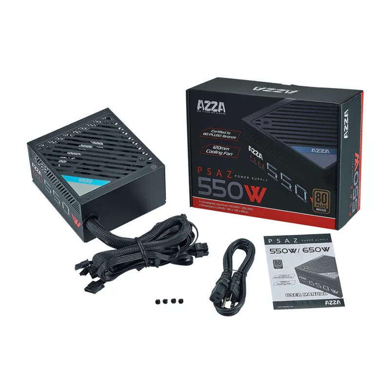 AZZA PSAZ-550W ATX-voeding 550 W, 80 PLUS Bronze, 120-mm ventilator