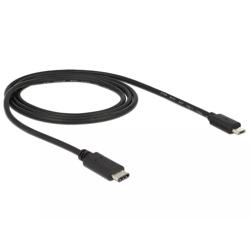 DeLOCK - USB-kabel - 5-polig Micro-USB Type-B (M) - 24-polig USB Type-C (M) - 1,0 m (USB 3.1) - zwart (83602)