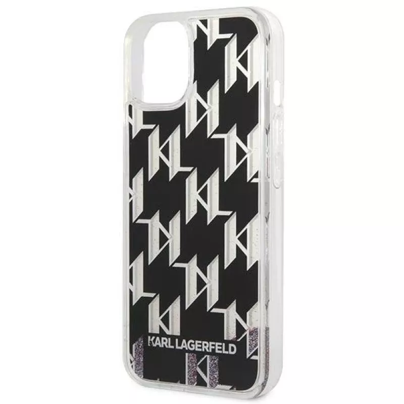 Karl Lagerfeld KLHCP14MLMNMK iPhone 14 Plus 6.7 hardcase zwart / zwart Liquid Glitter Monogram