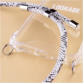 Hanger-hoesje Lookabe Snake Edition voor iPhone 7/8, zilver, beschermend hangerachtig hoesje met koord