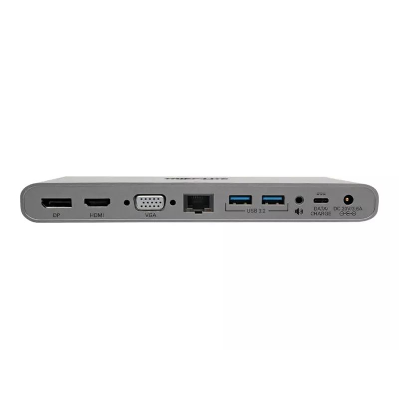 Eaton Tripp Lite USB-C-dock, triple display - 4K HDMI/DisplayPort, VGA, USB 3.2 Gen 1, USB-A/USB-C-hub, GbE, 100W PD-opladen, International Power Cables - dockingstation - USB-C