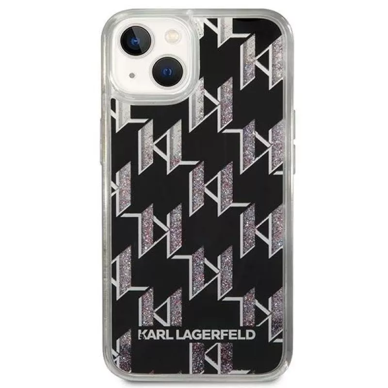 Karl Lagerfeld KLHCP14MLMNMK iPhone 14 Plus 6.7 hardcase zwart / zwart Liquid Glitter Monogram