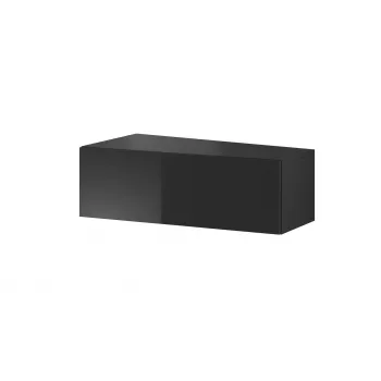 Tv-standaard Cama Meble VIGO SLANT '90' – 900×400×300 mm, zwarte bovenzijde (spaanplaat), zwart frame, glanzend
