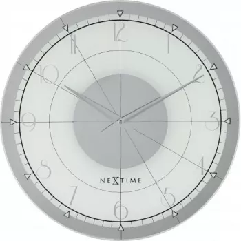 NeXtime klok 8125 Fancy Round, Ø43 cm, wand, wit/zilver