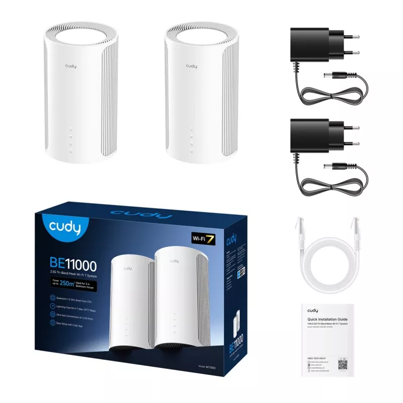 Cudy M11000 tri-band (2,4 GHz / 5 GHz / 6 GHz) Wi-Fi 7 (802.11be) wit 4 intern