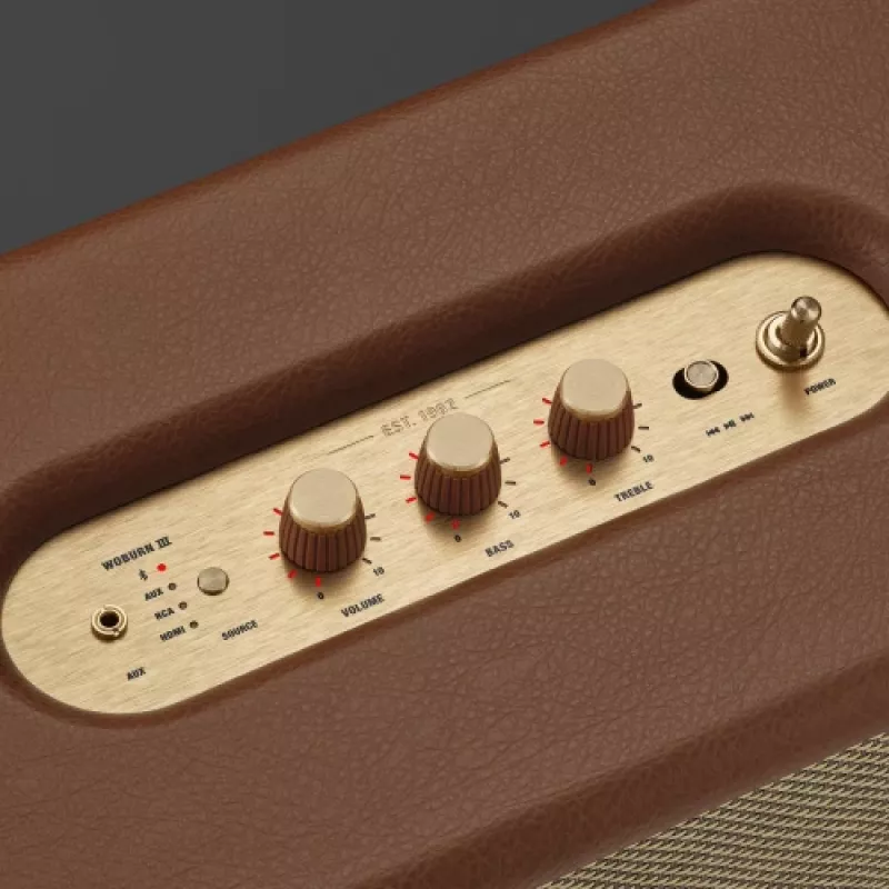 Draadloze luidspreker MARSHALL Woburn III bruin — multiroom, Bluetooth, Wi-Fi, analoge ingangen