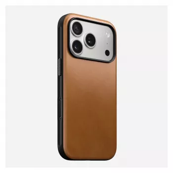 Telefoonhoesje Nomad Modern Leather Case voor iPhone 17 Pro, 16 cm (6,3 inch), tan, leer & PC/TPU