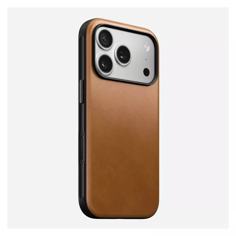 Telefoonhoesje Nomad Modern Leather Case voor iPhone 17 Pro, 16 cm (6,3 inch), tan, leer & PC/TPU