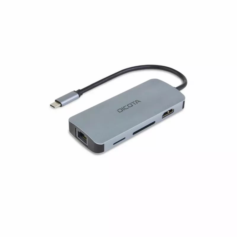 Dicota USB-C 8-in-1 multi hub 4K PD 100W zilver