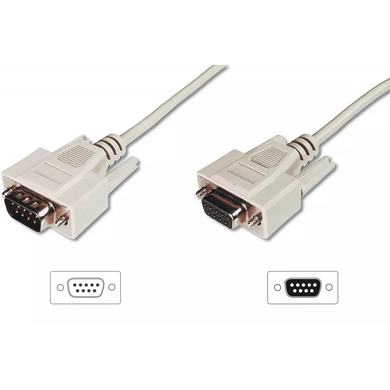 Digitus ASSMANN - seriële verlengkabel - DB-9 (M) - DB-9 (V) - 3 m - gevormd, duimschroeven - beige (AK-610203-030-E)