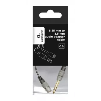 Audiokabel Gembird A-63M35F-0.2M 6,35 mm stekker naar 3,5 mm bus zwart