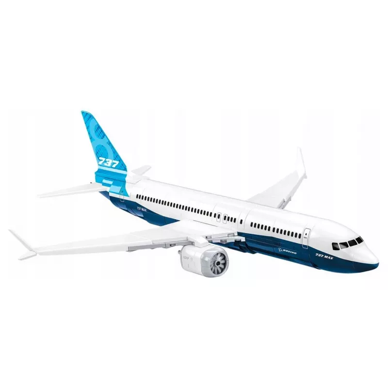 Bouwset Cobi Boeing 737-8 — 340 stukjes, aanbevolen leeftijd 7+, blauw en wit