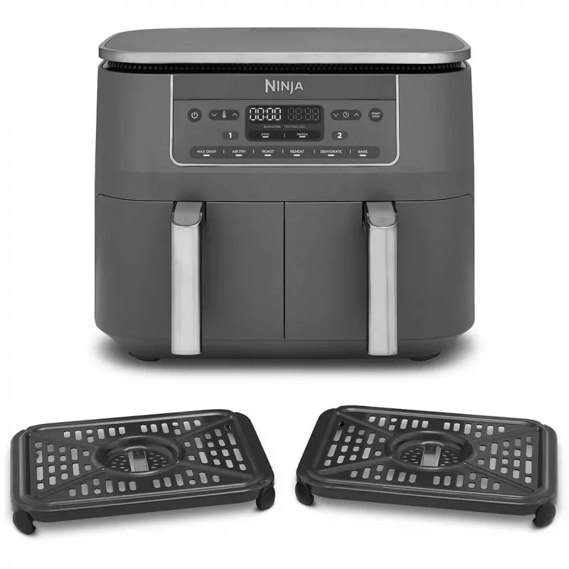 Ninja DZ300EU Dual Zone heteluchtfriteuse, 7,6 l (2 x 3,8 l), 2400 W, 240 °C, grijs