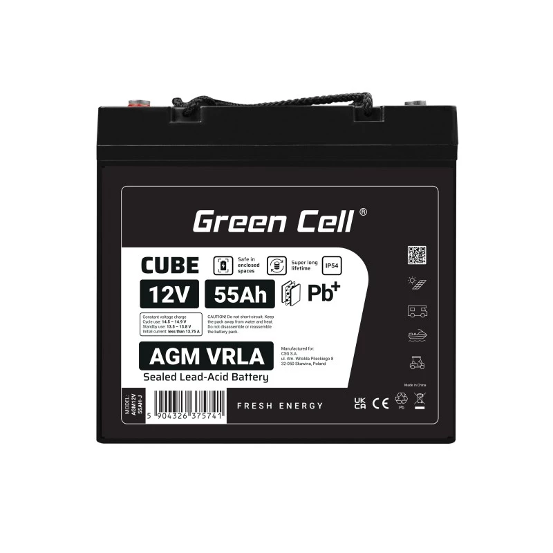 Batterij AGM VRLA 12V 55Ah IP54